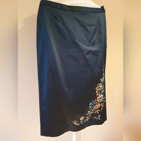 NEXT Tailored By. 🌻NWOT🌻 STUNNING Teal Embroidered SKIRT *UK Size 14 /Medium - Picture 2 of 14